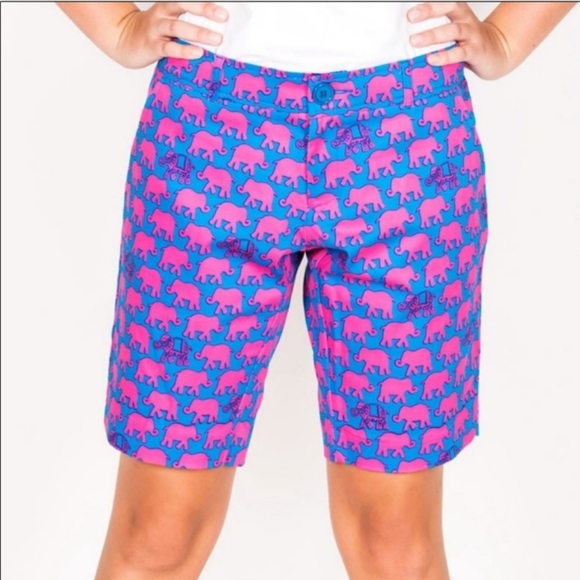 Tracy Negoshian elephant print shorts, Sz 10 - Picture 1 of 10
